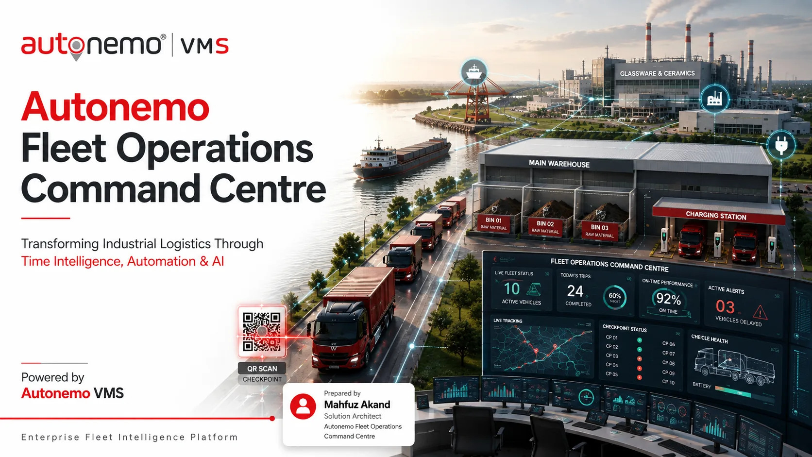 Slide 1 — Autonemo Fleet Operations Command Centre: transforming industrial logistics through time intelligence, automation and AI